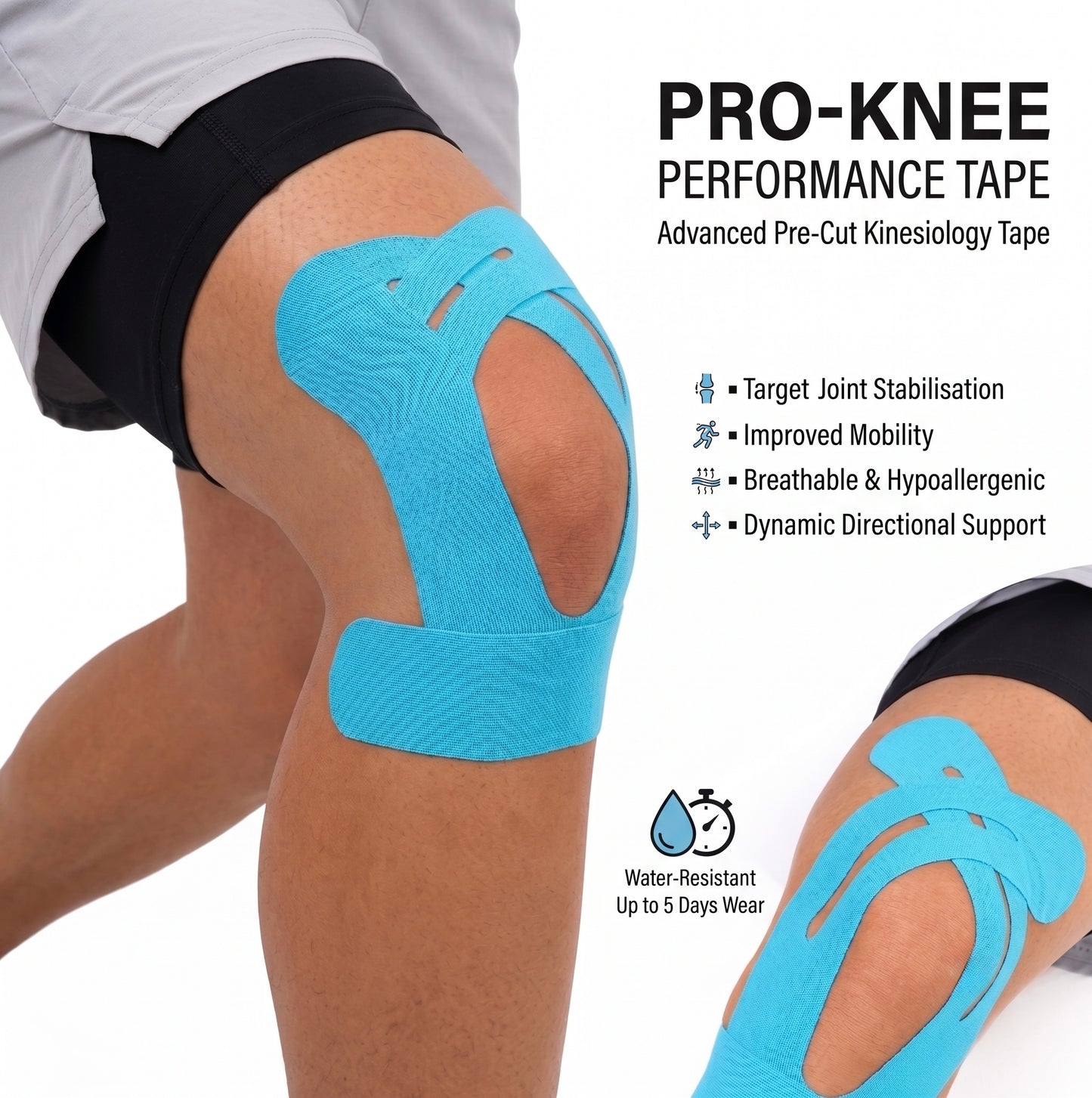 KneeFlex™ Pre-cut Waterproof Kinesiology Tape